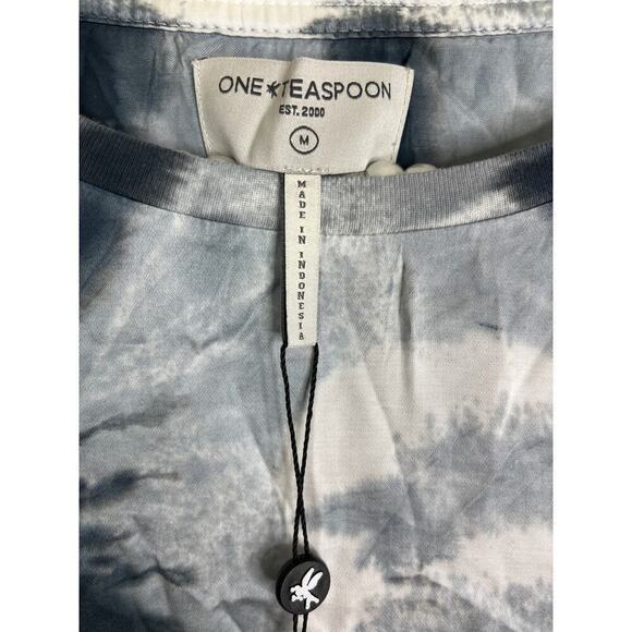 One Teaspoon Free People Reflection Hand Printed Satin Tee in Black Size Med NWT - Picture 7 of 10